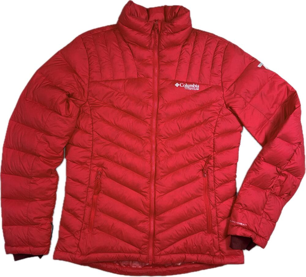 COLUMBIA Omni-Heat Titanium Jacket Warm Down Puffer Jacket Sz M Red Winter Ski
